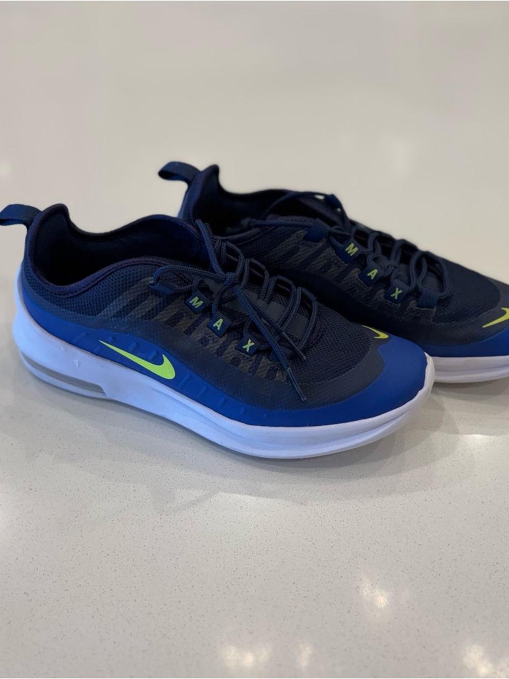 Nike Youth Navy and Royal Blue Air Max with Neon Green Swoosh